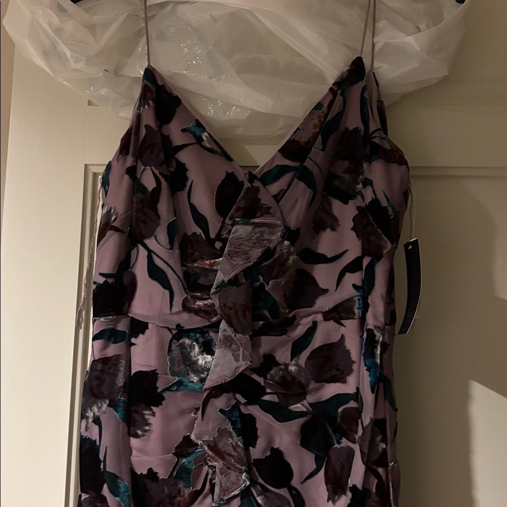 BNWT Aidan mattox ruched printed velvet dress - Picture 3 of 11